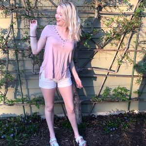 Pink Soft & Sexy Buttoned Open Back Tee